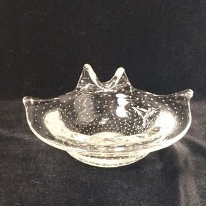 Mid Century MCM Murano Style Bullicante Art Glass Dish